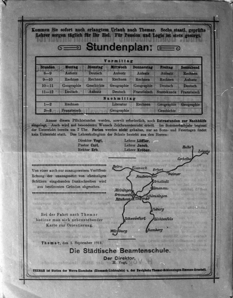 Werbung städtische Beamtenschule Themar