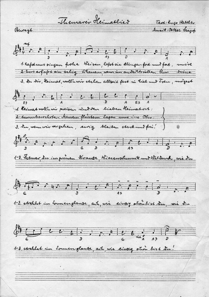 Hugo Walther, Oskar Stapf, Themarer Heimatlied, Notation