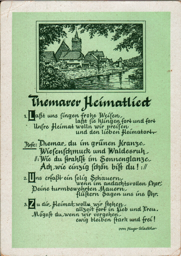 Hugo Walther, Oskar Stapf, Themarer Heimatlied, Postkarte