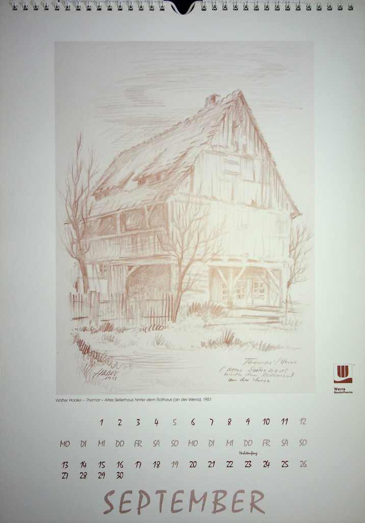 Walter Haake - Themar - Altes Seilerhaus hinter dem Rathaus (an der Werra), 1951