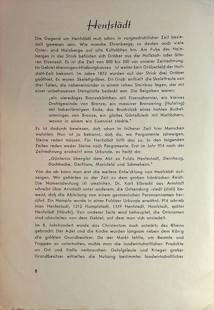 Festschrift zum Heimatfest der Gemeinde Henfstädt 1955