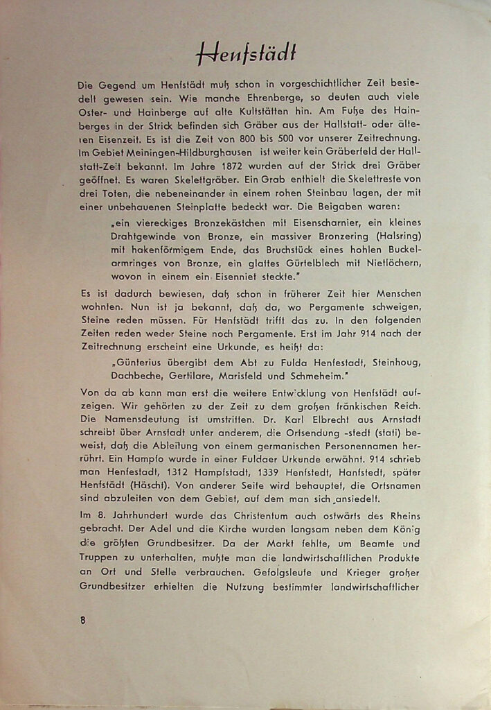Festschrift zum Heimatfest der Gemeinde Henfstädt 1955
